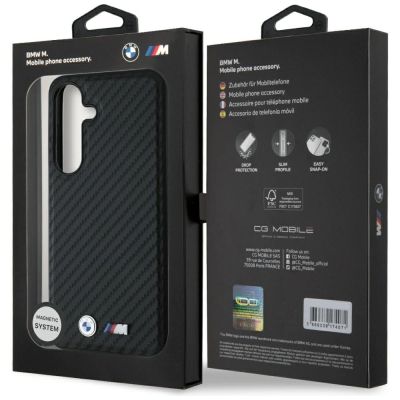 8. BMW Leder Carbon MagSafe Case für Samsung Galaxy S25 - Schwarz