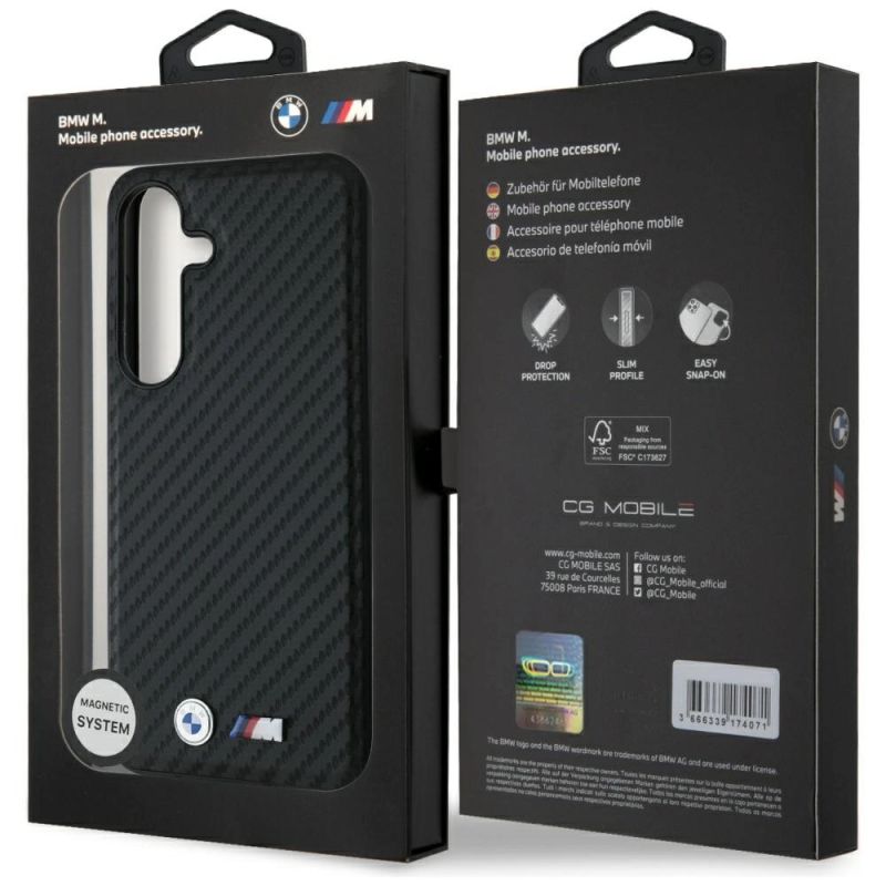 8. BMW Leder Carbon MagSafe Case für Samsung Galaxy S25 - Schwarz