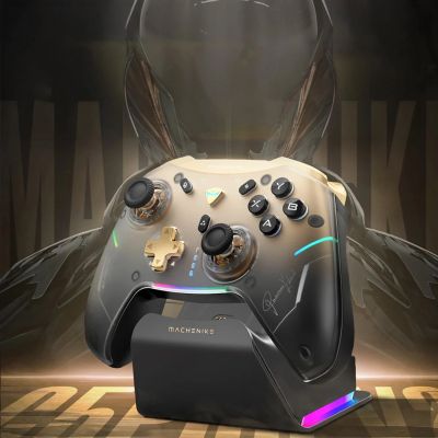 8. Machenike G5Pro Premium Edition Kabelloser Gamecontroller mit Ladestation – Schwarz und Gold