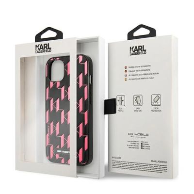 8. Karl Lagerfeld KLHCP13SMNMP1P iPhone 13 mini 5,4" Hardcase Pink / Pink Monogram Plaque