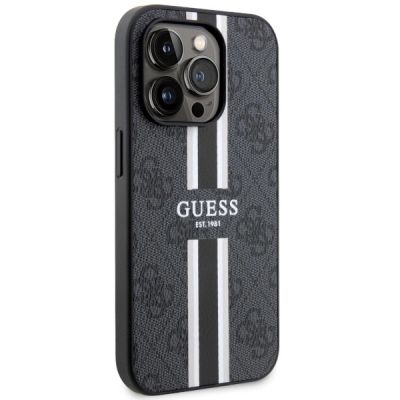 4. Guess GUHMP14LP4RPSK iPhone 14 Pro 6,1" schwarz/schwarzes Hardcase 4G bedruckte Streifen MagSafe