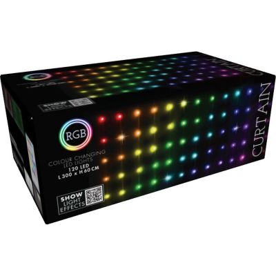 8. Weihnachtsbaumbeleuchtung, Lichtvorhang für den Außenbereich/Innenbereich, 120 LEDs, 300 x 60 cm, mit Fernbedienung, RGB-Farben
