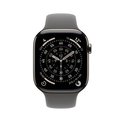 2. Apple Watch Series 11 GPS + Cellular 46mm Gehäuse aus Natur-Titan mit Sportarmband in Steingrau - S/M (MFCW4ZR/A)