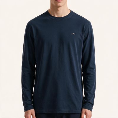 7. Paul&Shark Herren-T-Shirt aus Baumwolle, Marineblau, 99311006-13 – Klassischer Schnitt, Logo