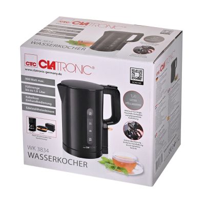 7. Elektrischer Wasserkocher 1L WK 3834 CLATRONIC schwarz