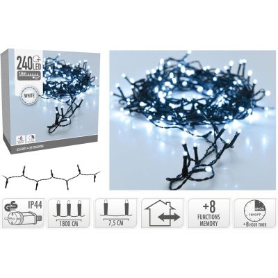 11. Lichterkette für den Weihnachtsbaum, 240 LEDs, Timer, Kaltweiß