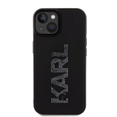 3. Karl Lagerfeld 3D Rubber Glitter Logo Hülle für iPhone 15 – Schwarz