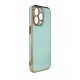 2. Lighting Color Case für iPhone 12 Pro Max, Gel-Cover mit goldenem Rahmen, mint