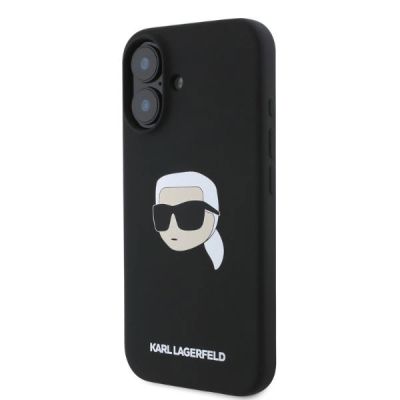 3. Karl Lagerfeld Silikon Karl Head Print MagSafe iPhone 16 Hülle - Schwarz