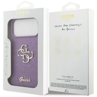8. Guess Fixed Glitter Big 4G Hülle für iPhone 17 Pro Max - Lila