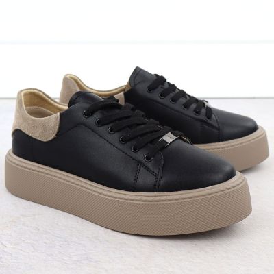 7. Schwarze Damen-Plateau-Sneaker aus Leder, Filippo DP6119