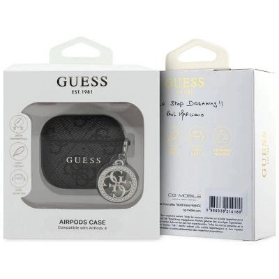 3. Guess 4G Strass Charm Case für AirPods 4 - Schwarz