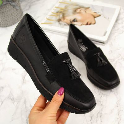 7. Rieker W RKR395 schwarze Keilschuhe