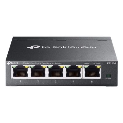 TP-Link Omada ES205G Netzwerk-Switch, Managed Gigabit Ethernet (10/100/1000), Schwarz