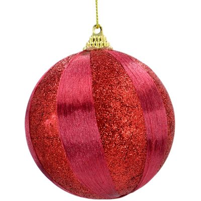 3. BRUCHSICHERE KUNSTSTOFFKUGELN 8 CM ROT 6 STÜCK STRIPES MICA