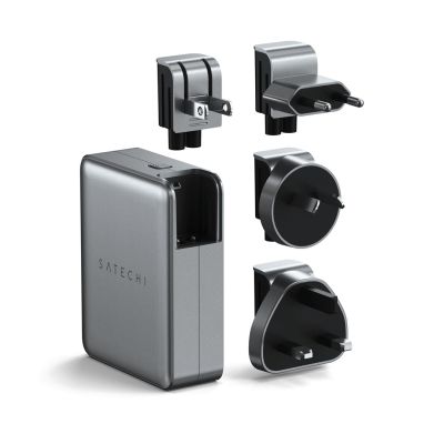 2. Satechi 4-Port GaN Reiseladegerät - 145W Reiseladegerät mit 4 Steckdosenadaptern - US, UK, EU, AS (4x USB-C)