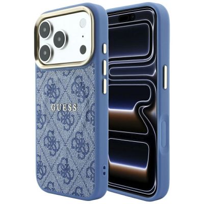 Guess Embossed 4G Classic MagSafe Hülle für iPhone 17 Pro / 18 Pro – Blau