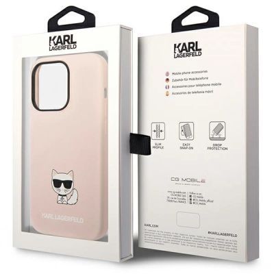 8. Karl Lagerfeld KLHCP14XSLCTPI iPhone 14 Pro Max 6,7 "Hardcase hellrosa / hellrosa Choupette-Body aus Silikon