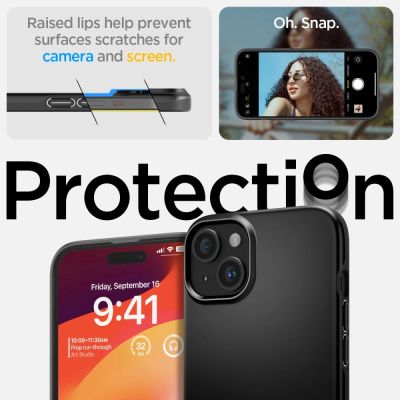 12. Spigen Thin Fit Hülle für iPhone 15 Plus – Schwarz
