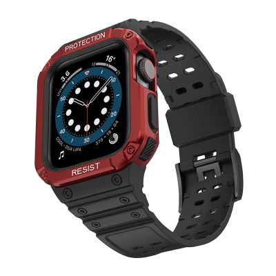 2. Schutzarmband für Apple Watch 38/40/41 mm Panzergehäuse-Armband - Schwarz, Rot