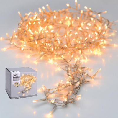 7. Weihnachtsbaumbeleuchtung, 720 LED-Lichterkette, warmweißes, transparentes Kabel