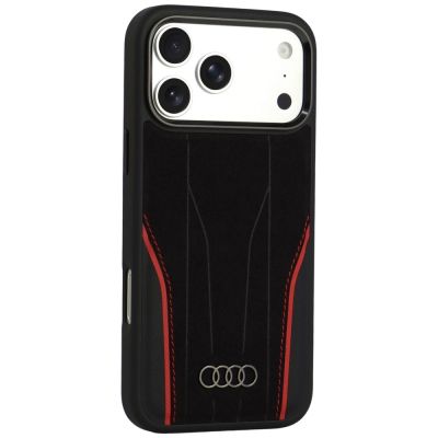 2. Audi R8 Echtleder MagSafe Hülle für iPhone 18 Pro Max / 17 Pro Max – Schwarz und Rot