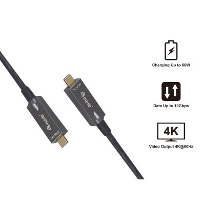 4. Aktives optisches Kabel (USB-C, Stecker/Stecker), 5,0 m, PD 60 W, 4K/60 Hz, 10 Gbit/s, Video + Daten + PD)