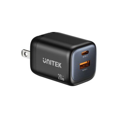 14. UNITEK 2X GAN Wandladegerät USB-C & USB-A 20W Schwarz