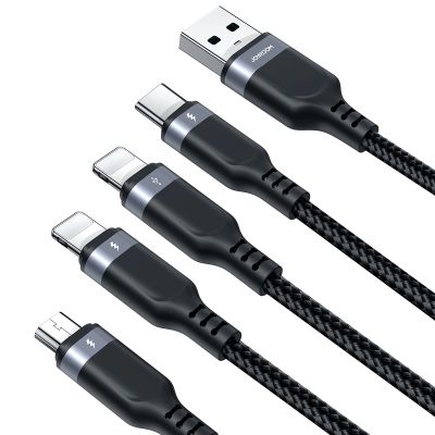 4. Joyroom Multi-Use Series S-A18 4in1 USB-A - USB-C / Lightning / Lightning / Micro-USB-Kabel 1,2 m - Schwarz