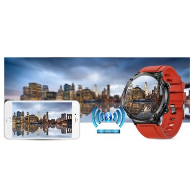 20. Gravity GT21-6 Smartwatch + rotes Silikonarmband