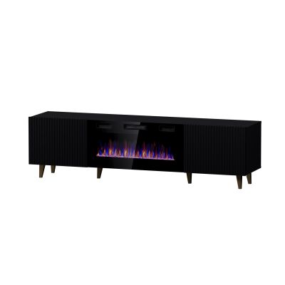 2. PAFOS EF TV-Schrank mit Elektrokamin 180x42x49 schwarz matt