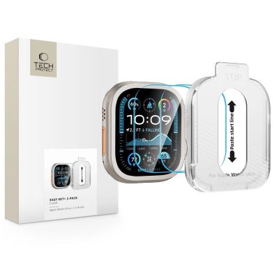 Tech-Protect Easy Set+ Panzerglas 2er-Pack für Apple Watch Ultra 1/2 49 mm – Klar