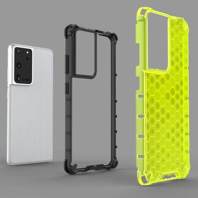 5. Gepanzerte Hülle mit Wabenstruktur und Gelrahmen für Samsung Galaxy S22 Ultra blau