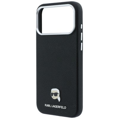 6. Karl Lagerfeld MagSafe-Schutzhülle mit genarbtem Karl-Kopf-Motiv für iPhone 18 Pro Max / 17 Pro Max – Schwarz