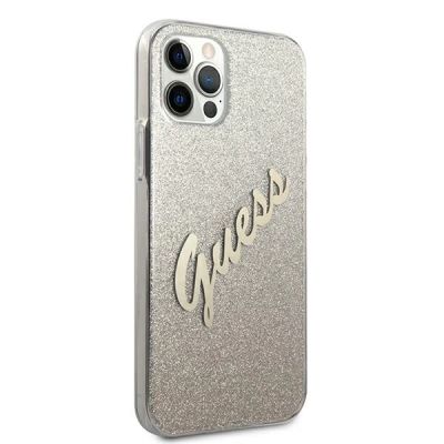 4. Guess GUHCP12LPCUGLSGO iPhone 12 Pro Max 6,7" Gold/Gold Hardcase Glitter Gradient Script