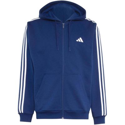 2. adidas Essentials Fleece-Kapuzenjacke für Herren mit 3 Streifen und durchgehendem Reißverschluss, Marineblau, KY4144