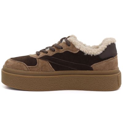 3. Braune und beige isolierte Plateau-Schuhe aus Leder, Modell Kobbo 79665