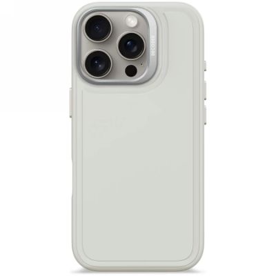 Decoded Antimicrobial Silicone Stacks Backcover Case mit MagSafe für iPhone 16 Pro – Grau