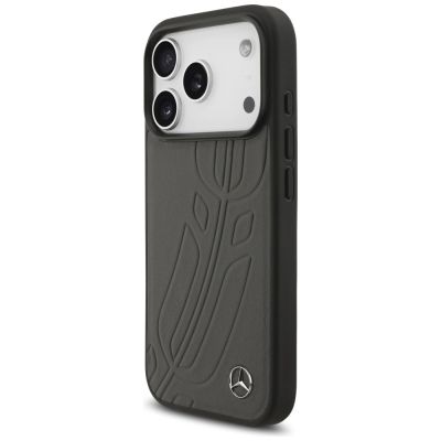 2. Mercedes Leather Large Laurel Leave MagSafe Case für iPhone 17 Pro - Schwarz und Grau