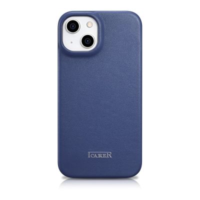 3. iCarer CE Premium Leather Folio Case iPhone 14 Plus Magnetic Flip Leather Folio Case MagSafe Blue (WMI14220715-BU)