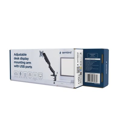 5. GEMBIRD Verstellbarer Tischmonitorarm/Halterung mit USB-Anschlüssen (verstellbar), von 17" bis 32", Tragkraft bis zu 9 kg