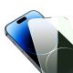 7. Baseus Vollbild-Hartglas für iPhone 14 Pro Max mit Anti-Blaulichtfilter und 0,3-mm-Lautsprecherabdeckung + Montagerahmen