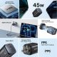 9. UNITEK 2x GAN 45W Ladegerät, 2x USB-C PD 3.0, QC, Schwarz