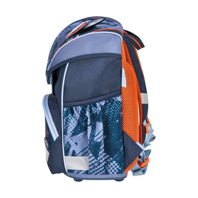 17. Herlitz UltraLight Plus TechMech Schulrucksack-Set für Jungen, Polyester, Blau, Orange