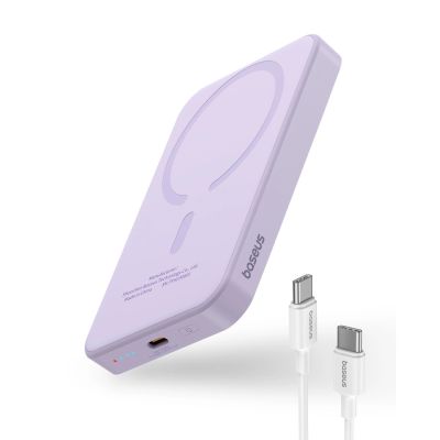 3. Baseus Mini-Powerbank 5000 mAh 20 W + USB-C-Kabel (20 V/3 A) – Lila
