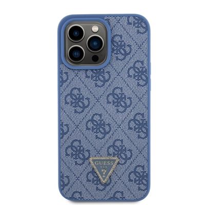 3. Guess GUHCP15XP4TDPB iPhone 15 Pro Max 6,7" blau/blaues Hardcase Leder 4G Triangle Strass