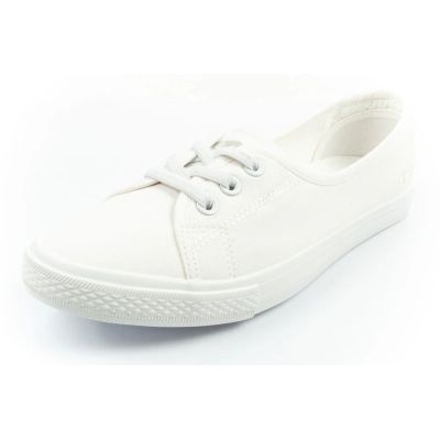 3. Lee Cooper Damenschuhe, sportliche weiße Slip-On-Ballerinas