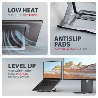 4. Axagon STND-LAG Laptop-Ständer, höhenverstellbar, faltbar, Aluminium Notebook- und Tablet-Ständer Grau 43,9 cm (17,3")