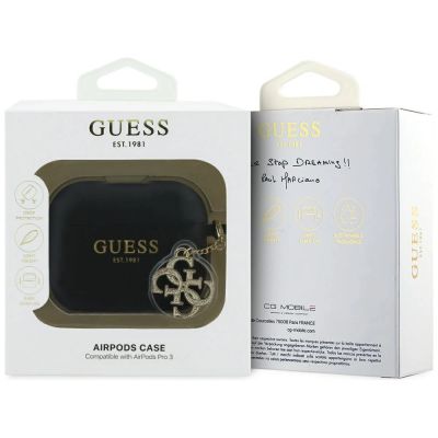 4. Guess Silikon-4G-Charm-Hülle für AirPods Pro 3 – Schwarz