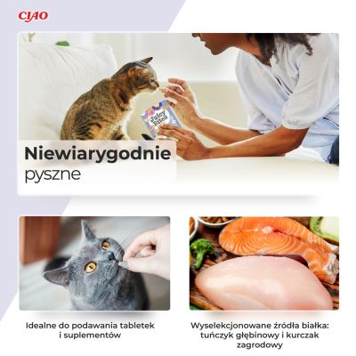 3. INABA Saftige Leckerlis mit hausgemachter Brühe und Tintenfischgeschmack – Katzenleckerli – 3 x 11,3 g